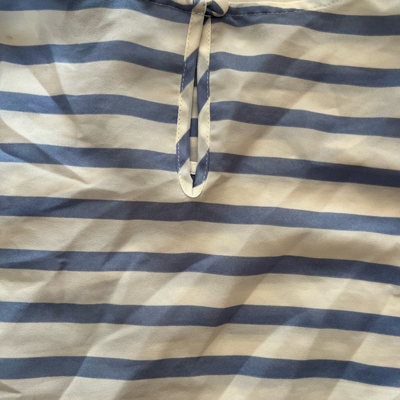 EUC J.crew size 4 Ivory and Light Blue Stripe Sleeveless Silk Tank - Picture 7 of 9